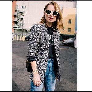 Anine Bing boyfriend leopard blazer